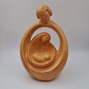 Mid Century Style Nativity Figurine Faux Carved Wood Grain Resin Decor